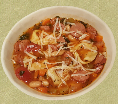 Tortellini and Linguica Soup